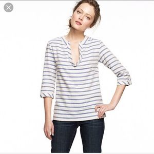 J. Crew Factory Blue Striped Popover Top